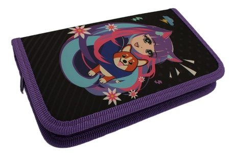 71328 Пенал корпусный Девочка с корги. Размер: 19*11 см