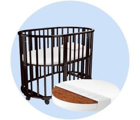 Кровать Indigo Born 7 в 1 (круг/овал, манеж, 2 кресла, стол) массив березы, МДФ (белый-белый)