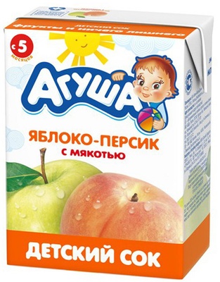 Сок Агуша яблоко,персик с мяк. 200 мл ТВА