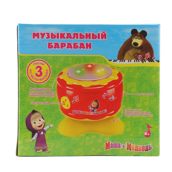 Барабан муз. "Маша и Медведь" свет+звук