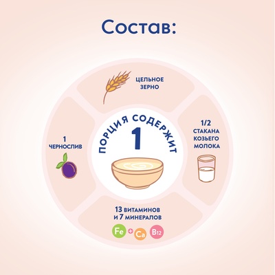 (БЗМЖ) Каша Мамако Овсяная с черносливом на козьем молоке 200 гр/8