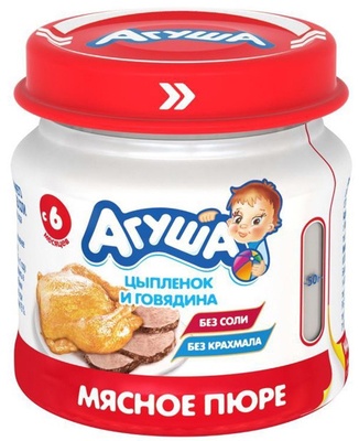 Пюре Агуша цыпленок,говядина 80 г