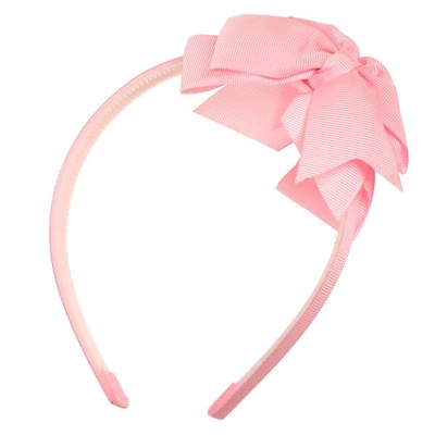 Аксессуары д/девочек ободок для волос, розовый бант из репсовой ленты 