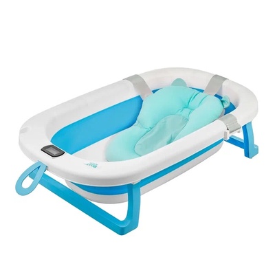 Ванночка складная с термометром и матрасиком, голубая