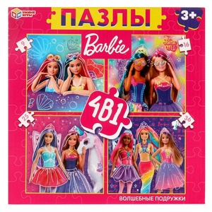 Набор пазлов в коробке 4 в 1. Барби. Волшебные подружки.