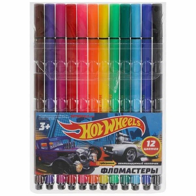 88627 Фломастеры "Hot Wheels", 12 цветов