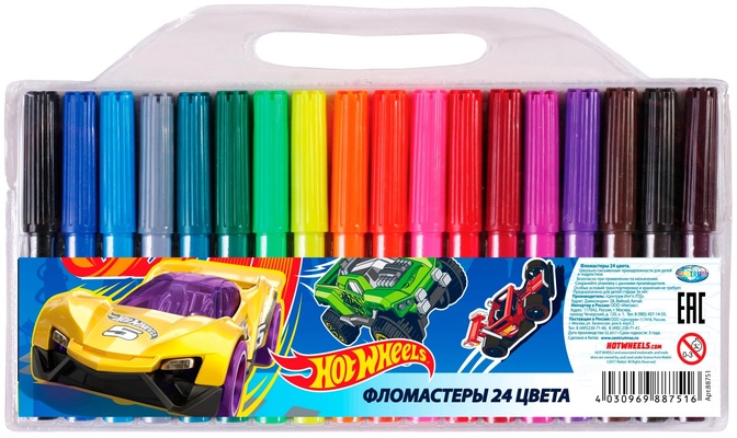 88751 Фломастеры "Hot Wheels", 24 цветов