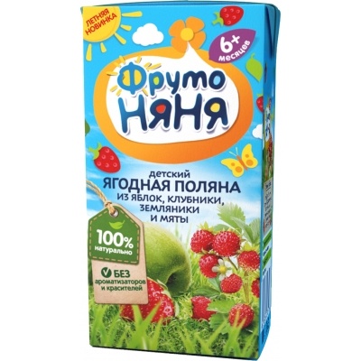 Сок Фруто Няня смесь фруктов и ягод с экстрактом мяты 0,2, т/п