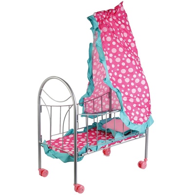 Кровать для кукол металл. , балдахин, подушка, матрас