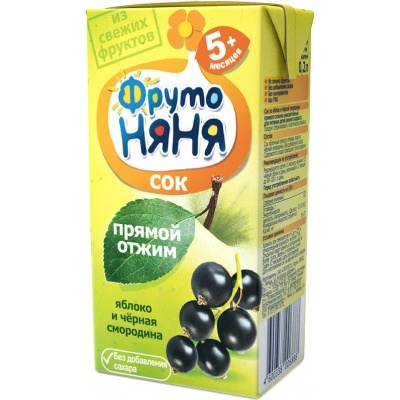 Сок Фруто Няня яблоко, черная смородина 0,2 л 