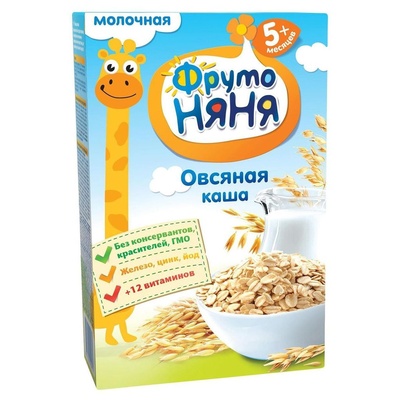 (БЗМЖ) Каша Фруто Няня молоко, овсянка 200г.