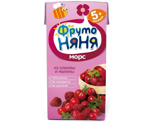 Сок Фруто Няня морс клюква, малина 0,2 л.