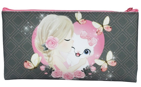 70072 Пенал плоский Нежность, размер 20,5*10,8 см, на молнии, полиэстер, 210D