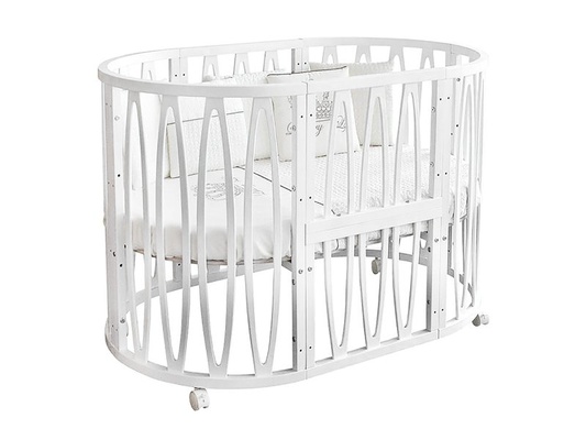 Кровать Indigo Happy Bambini 7 в 1 (круг/овал, манеж, 2 кресла, стол) массив березы, МДФ (белый)