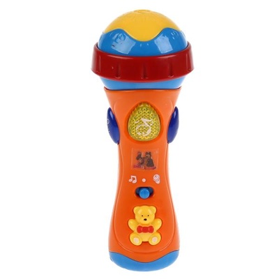 Микрофон "Маша и Медведь" на бат. свет+звук, 3 песенки из м/ф. 