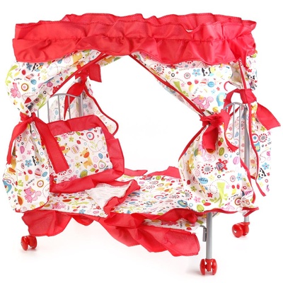 Кровать для кукол металл. , балдахин, подушка, матрас, одеяло