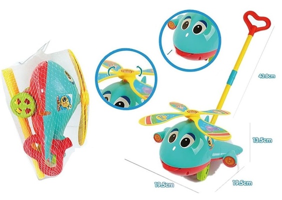 Каталка на палке Самолет, двиг.элементы, в сетке 