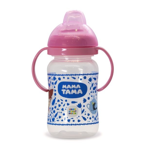 Поильник-непроливайка с сил. носиком, 6 мес+, 270 мл, розовый