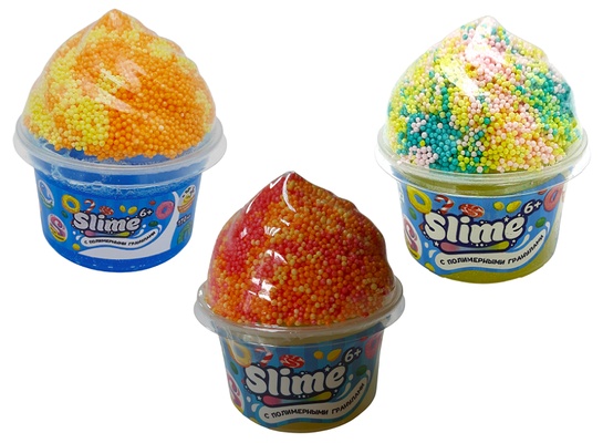 Слайм с гранулами пенополистирола 170 мл, ассорти, стакан,1/4