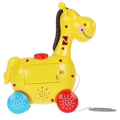 Каталка музыкальная "Жираф" свет +звук, (музыка Шаинского) в кор.