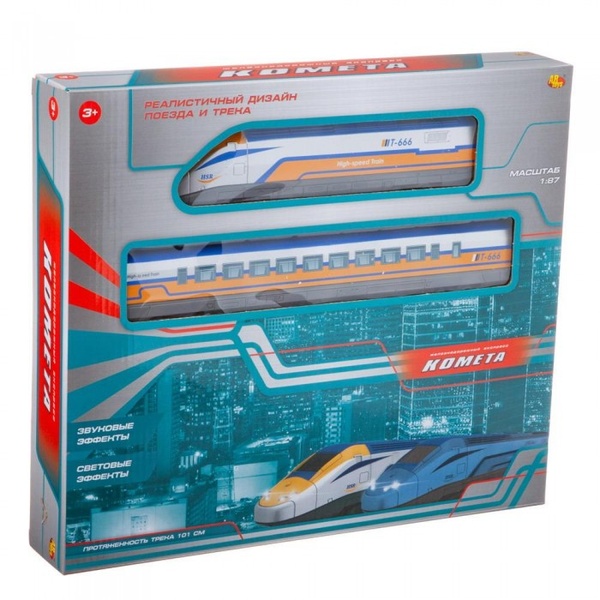 Железная дорога "КОМЕТА" Железнодорожный экспресс", 214см, голубой поезд, со световыми и звуковыми э
