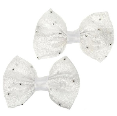 Аксессуары д/девочек бант на заколке белый 2шт