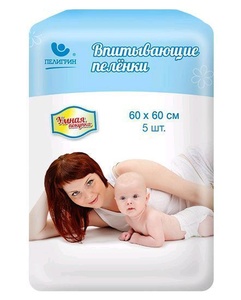 Пеленки впитывающие 60*60см (5шт) серия "Умная покупка"/30