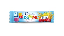 Пюре Гербер ДоРеМи Батончик Фрукты Яблоко, Малина 25г/18
