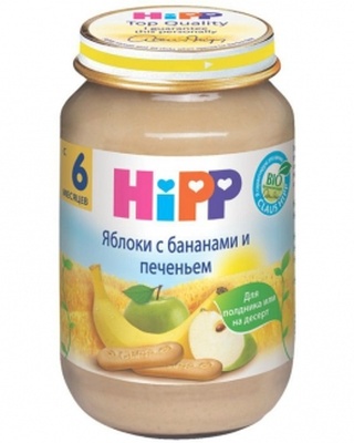 Пюре Хипп яблоки,банан,печенье (190)