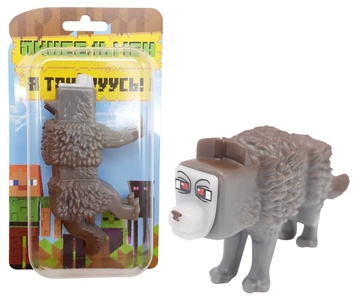 Тянущаяся игрушка "Майнкрафт" Волк 6 см, блистер,1/3
