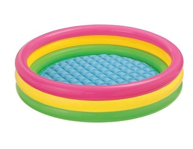 Бассейн надувной "Радуга" с надувным дном 114*25 см INTEX