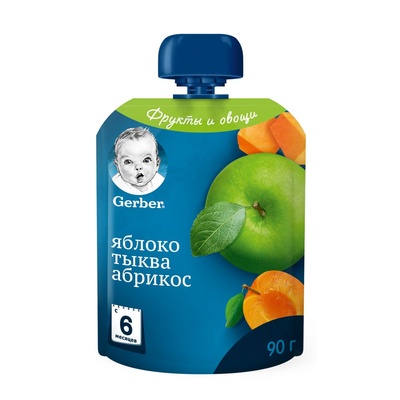 Пюре Гербер Яблоко,тыква, абрикос. 90гр