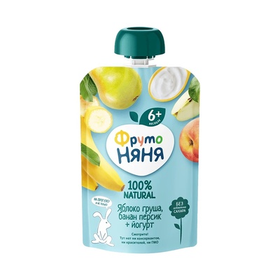 Пюре BEBI PREMIUM Яблоко, груша, персик м/у 90 гр/10