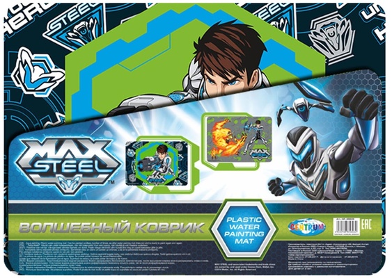 85605 Раскраска водная "Max Steel", А4, пластик, (ассорти) и губка