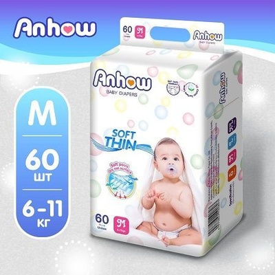 Подгузники Anhow М 6-11 кг (60 шт)/6
