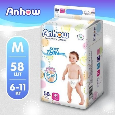 Подгузники-трусики Anhow M 6-11 кг (58 шт)/6