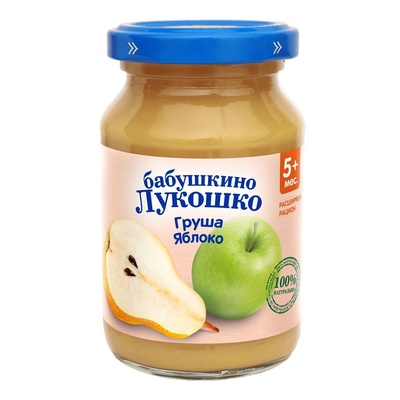 Пюре Бабушкино лукошко яблоко, груша 190 гр./6
