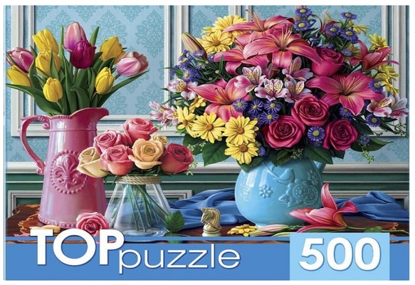 Пазлы 500 эл. "Вазы с яркими цветами"