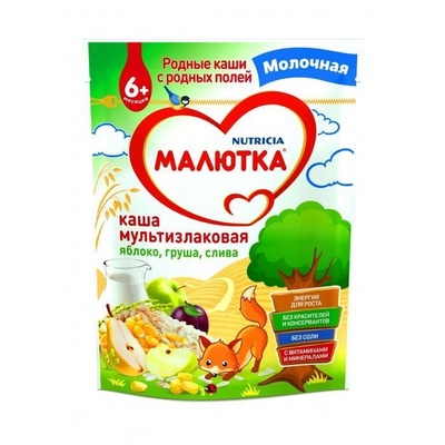 (БЗМЖ) Каша Малютка Нутриция молочная мультизлаковая, яблоко, груша, слива 