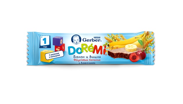 Пюре Гербер ДоРеМи Батончик Банан, вишня 25г/18