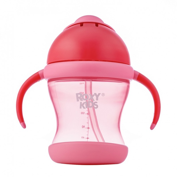 Поильник-непроливайка с трубочкой, розовый