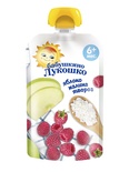 Пюре Бабушкино лукошко творог, яблоко, малина 90 гр.  с 6 мес м/у 1/12 (БЗМЖ) 