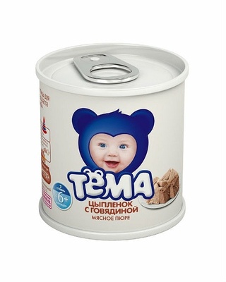 Пюре "Тёма" цыпленок,говядина 90 гр./12