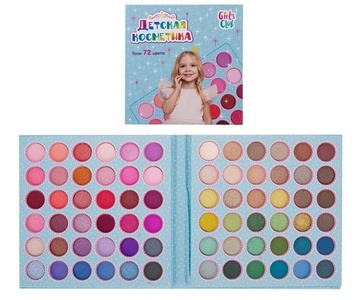 Косметика для детей "Girl's Club" тени 72 цвета, блестящая упаковка, палетка 						