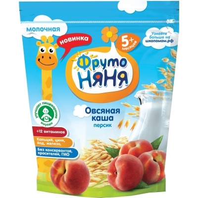 (БЗМЖ) Каша Фруто Няня молоко, овсянка, персик 200г. 