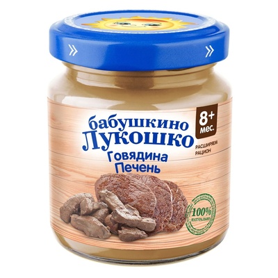 Пюре Бабушкино лукошко говядина, печень 100 гр.