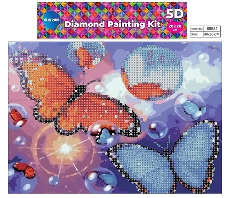 89631 Алмазная мозаика 5D "Бабочки" 30х40см