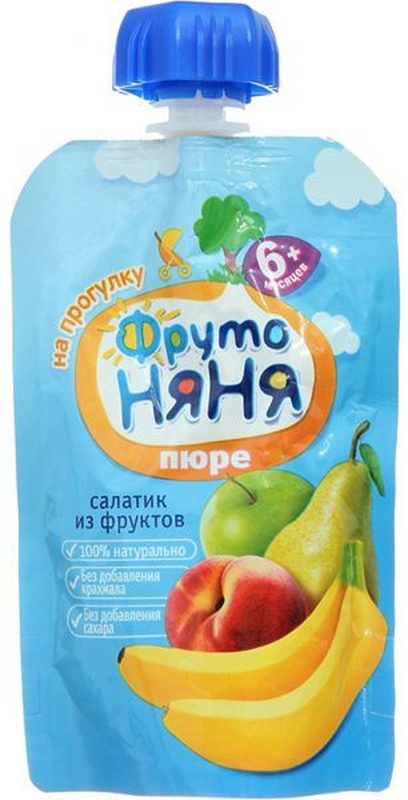 Пюре Фруто Няня салатик из фруктов (4 фрукта) 90г.