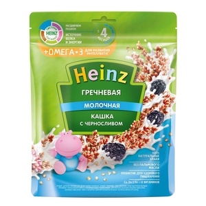 (БЗМЖ) Каша Хайнц гречка мол. чернослив с Омега 3 200 гр. 1*7 шт "Heinz"																								