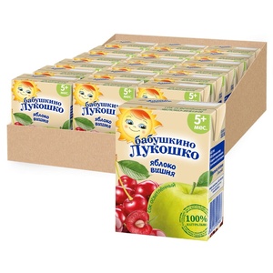 Сок Бабушкино лукошко яблоко, вишня осветл. 200 гр, т/п,1/18